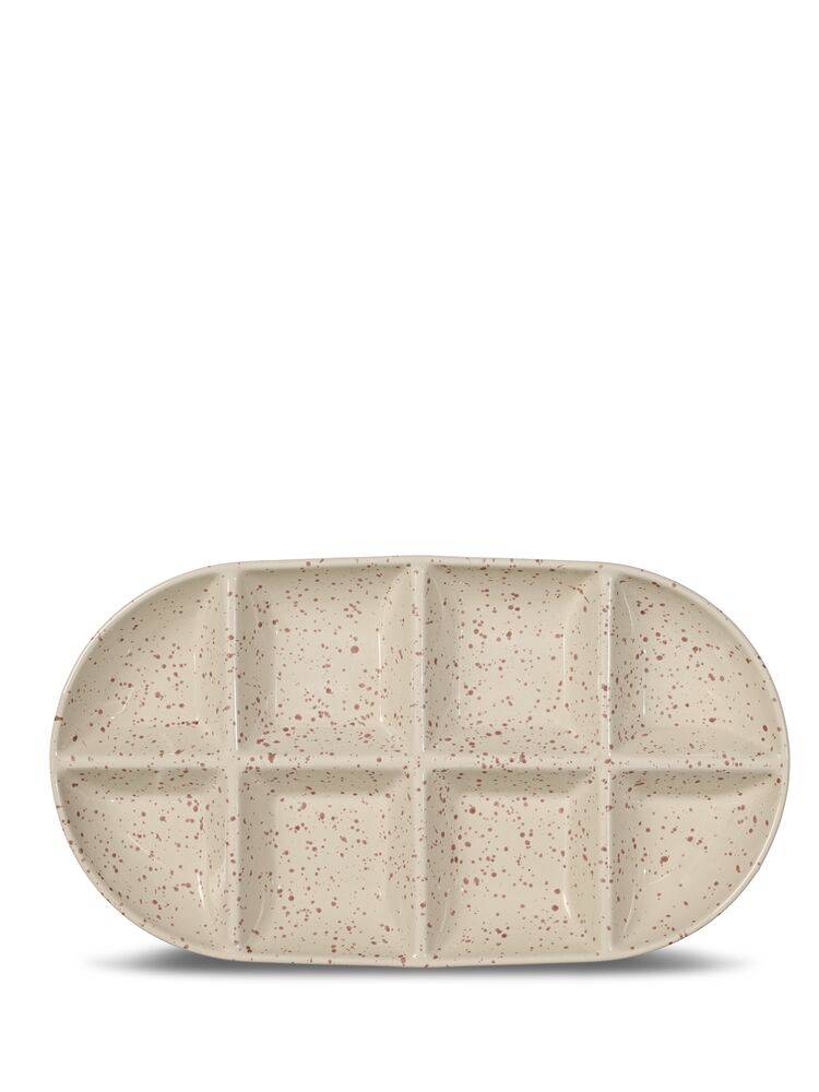 DITTE SERVING PLATE LARGE, BEIGE/BORDEAUX