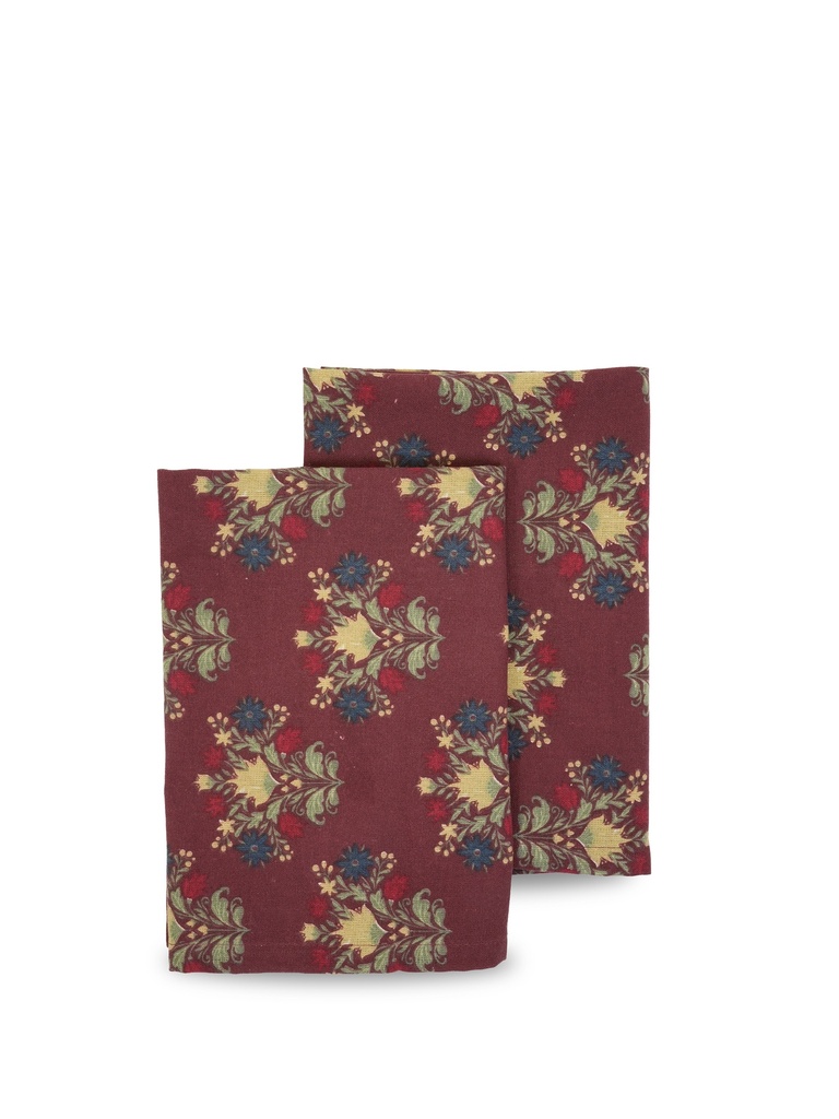 LINNEA KITCHEN TOWEL, 2-PCS, MIXED BORDEAUX