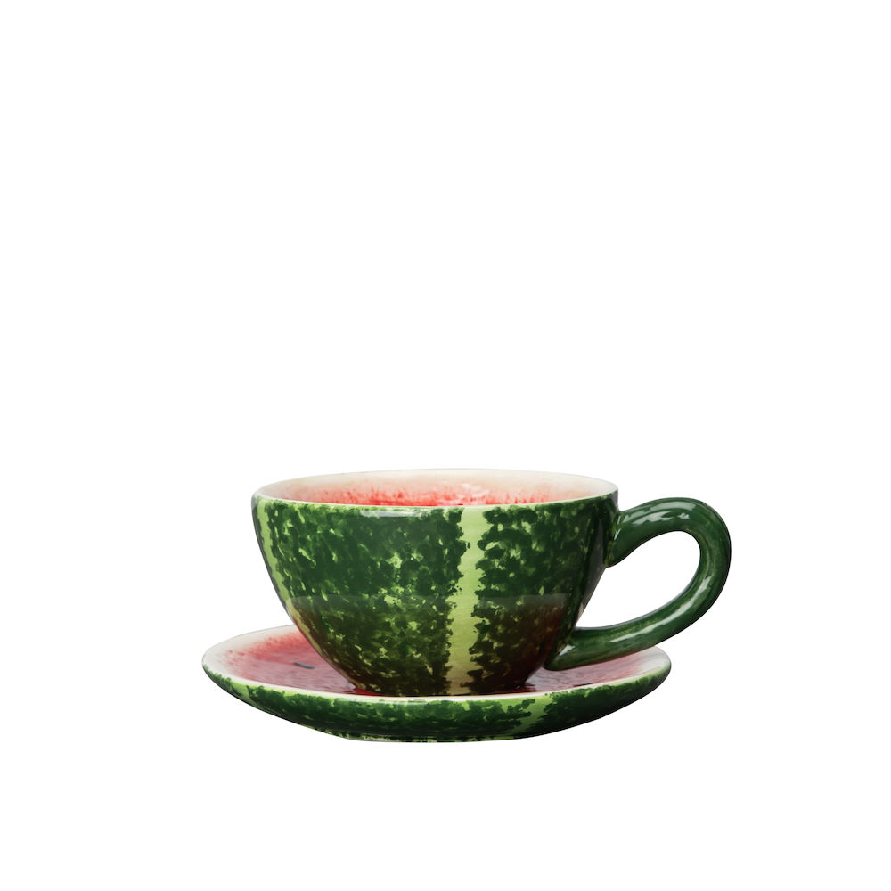 CUP AND PLATE WATERMELON