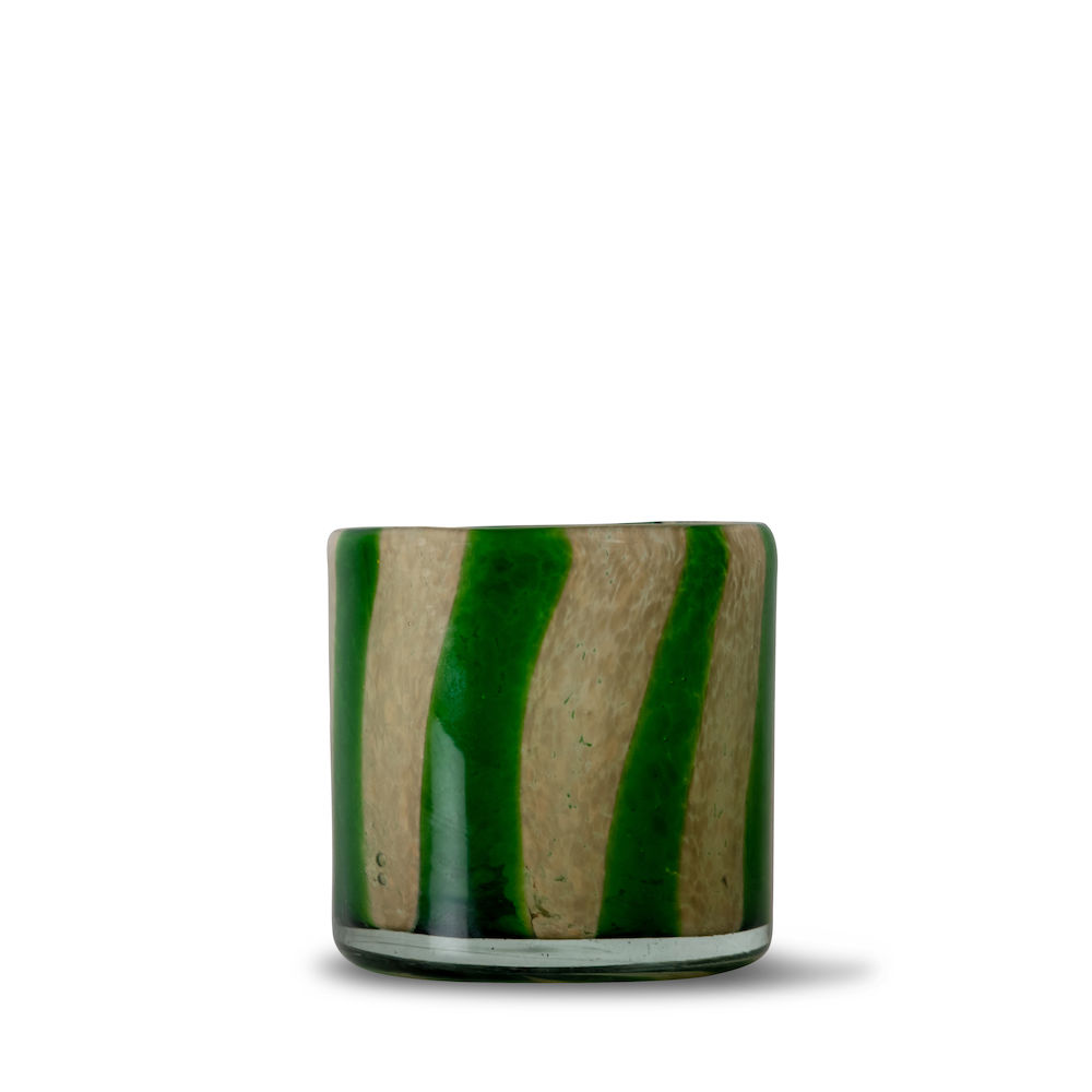 CANDLE HOLDER CALORE CURVE XS, GREEN/BEIGE