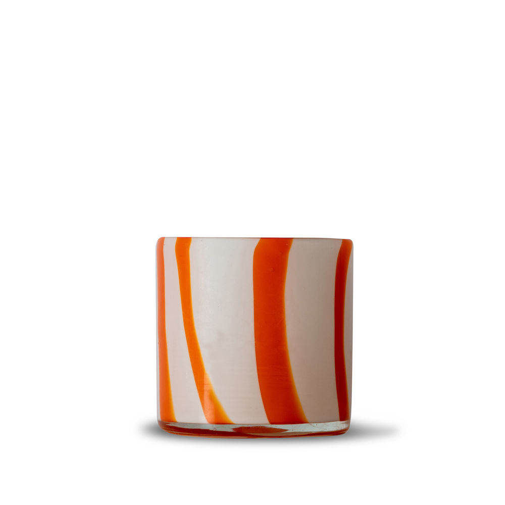 CANDLE HOLDER CALORE CURVE XS,  ORANGE/WHITE