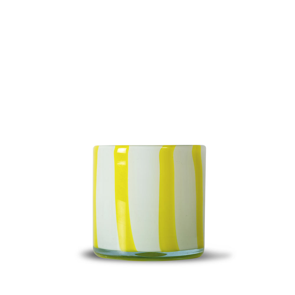 CANDLE HOLDER CALORE CURVE XS, YELLOW/WHITE