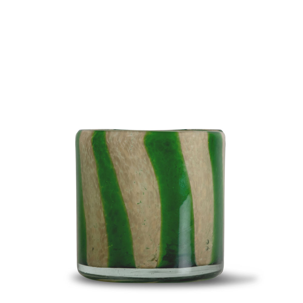 VASE/CANDLE HOLDER CALORE CURVE M, GREEN/BEIGE