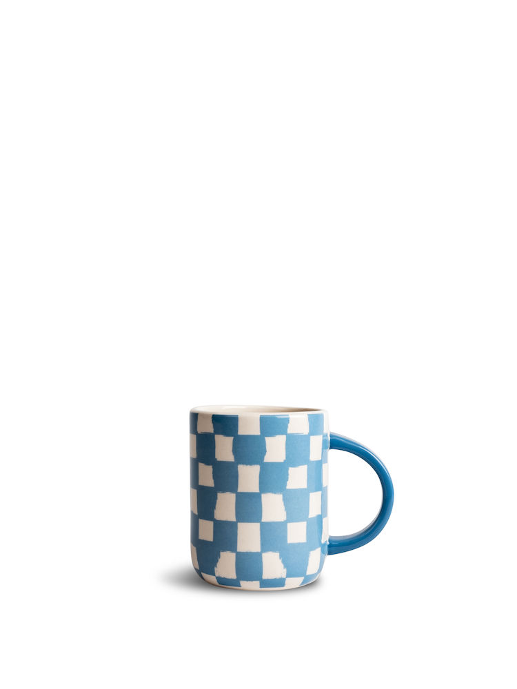 MUG LIZ CHECK, BLUE/WHITE