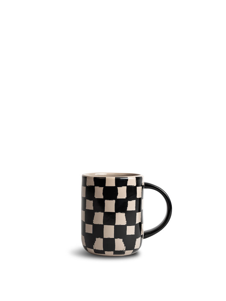 MUG LIZ CHECK, BLACK/BEIGE