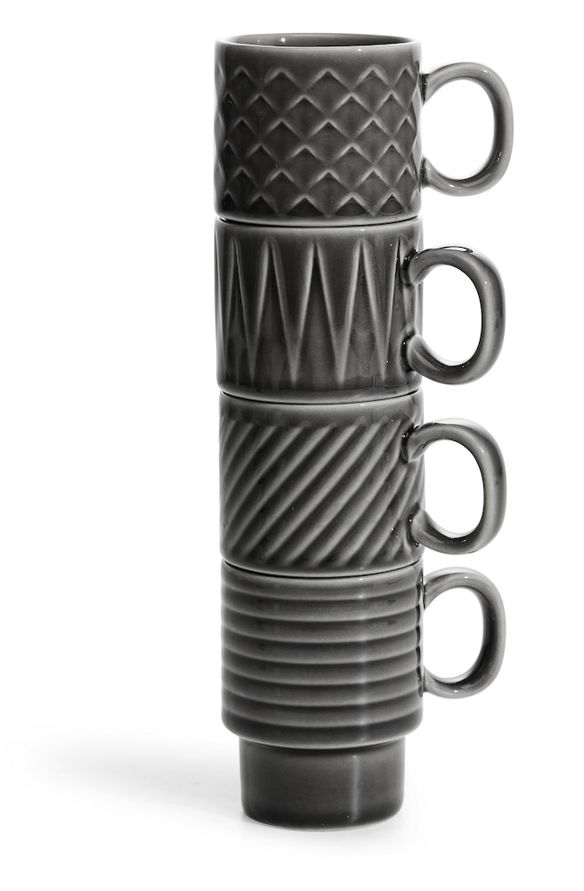 COFFEE &amp; MORE, MULLED WINE/ESPRESSO CUP GREY 4-P