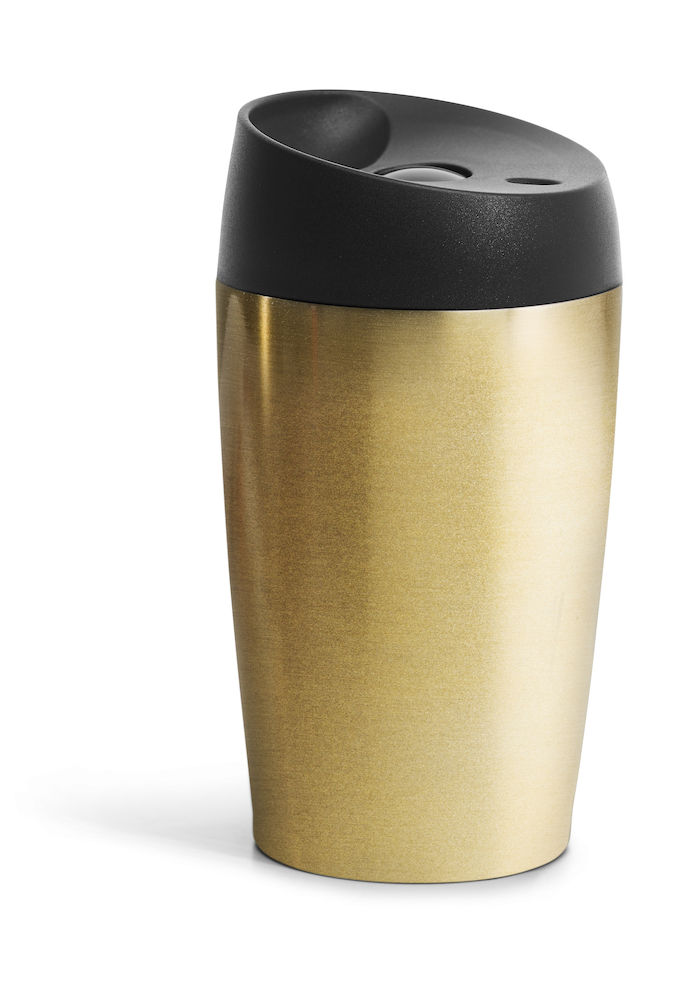 CAR MUG WITH LOCK BUTTON, GOLD 24CL