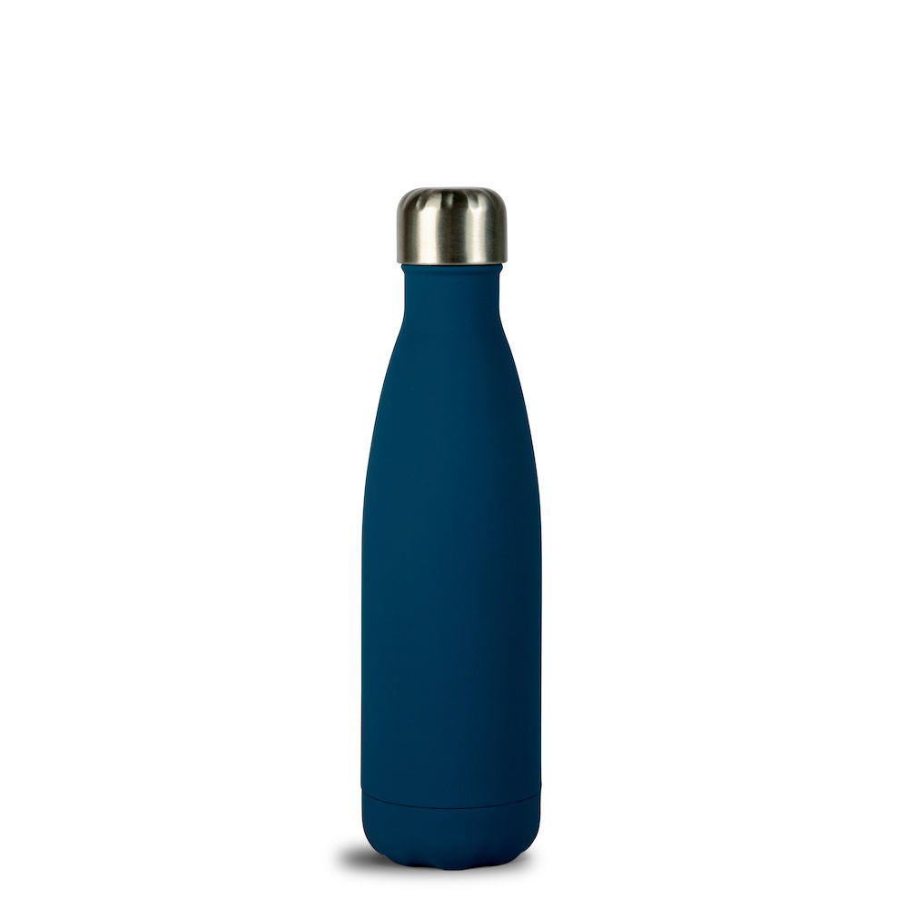 NILS STEEL BOTTLE RUBBER FINISH BLUE, 50 CL 24H/12 H