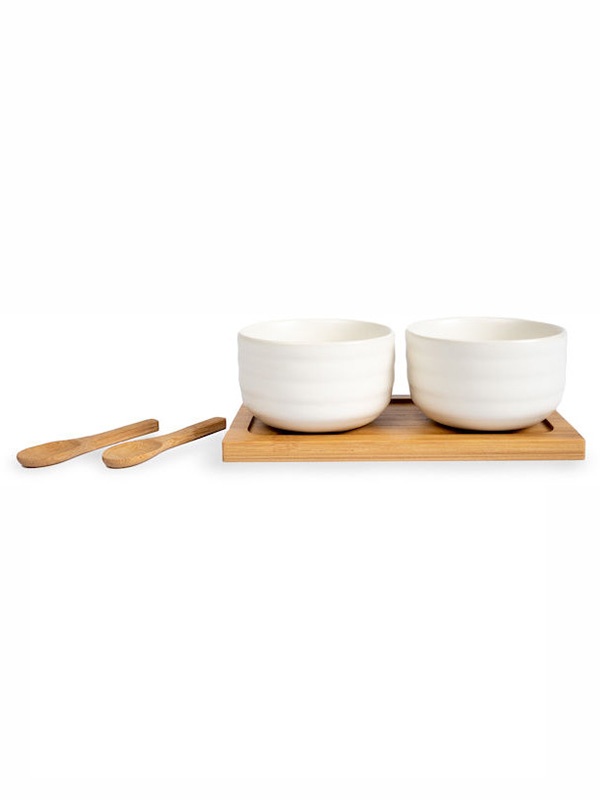 ELLEN BOWL SET WITH SPOON, OFF WHITE