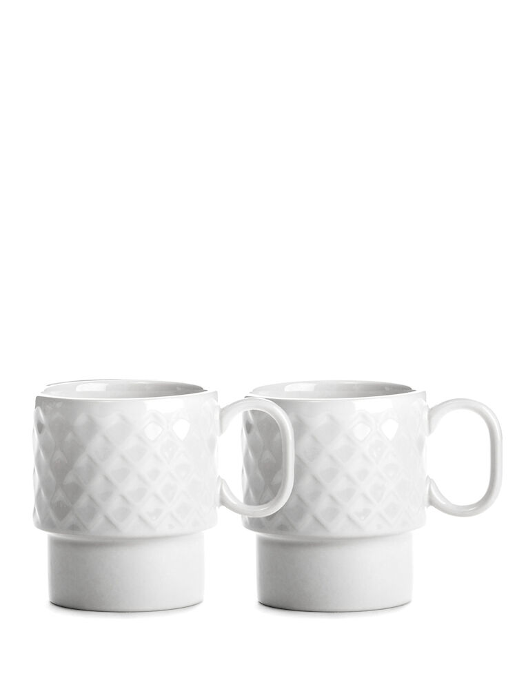 COFFEE & MORE COFFEE MUG, 2-PCS, WHITE