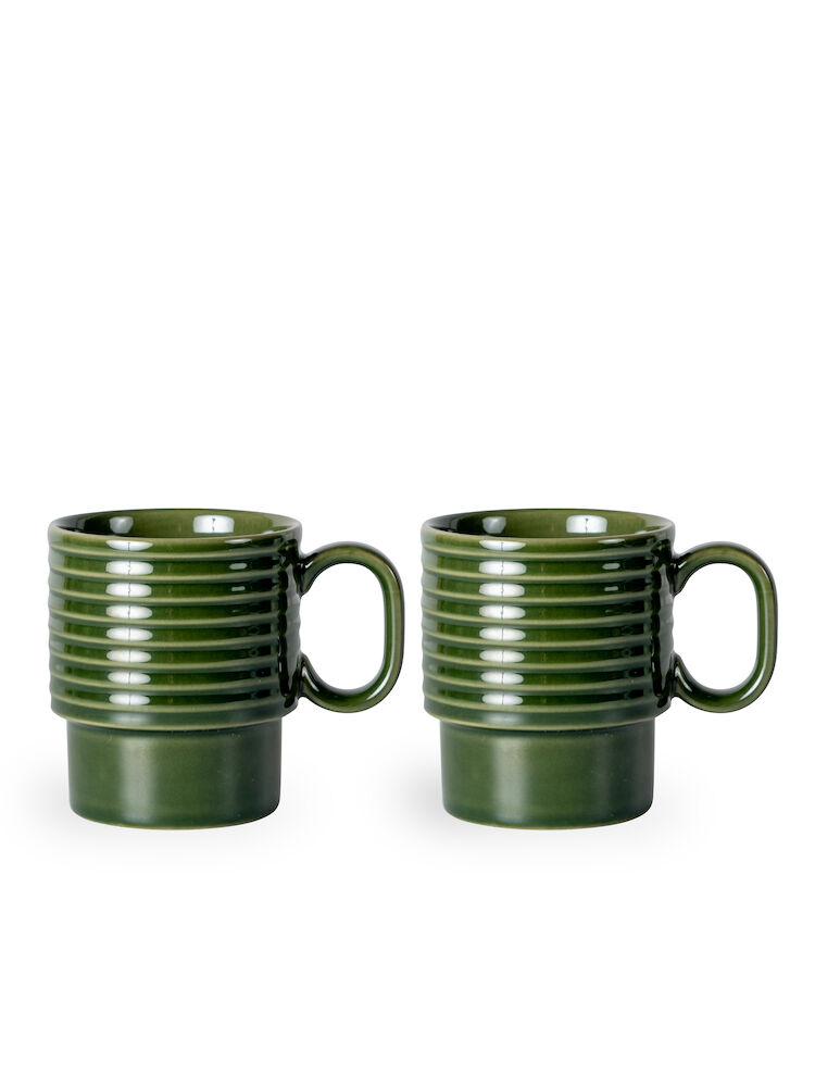 COFFEE &amp; MORE COFFEE MUG 2-PCS, GREEN