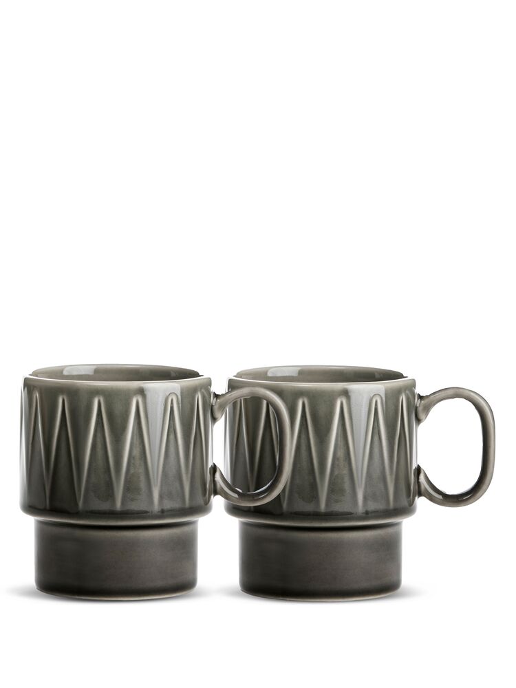 COFFEE &amp; MORE COFFEE MUG 2-PCS, GREY