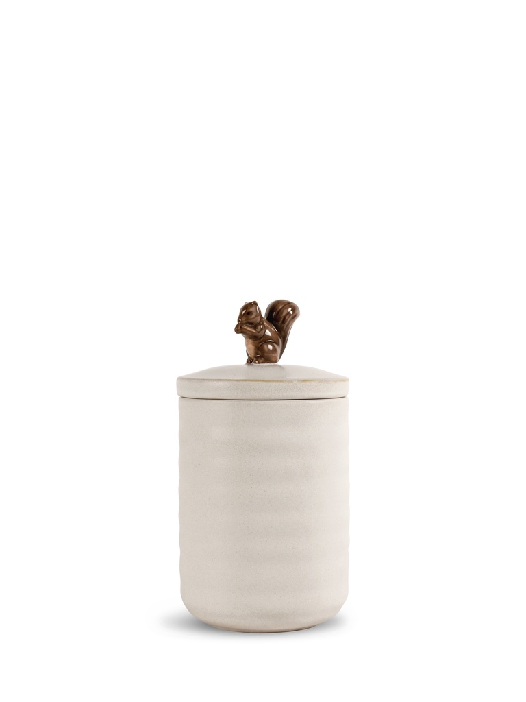 ELLEN JAR WITH LID SQUIRREL, OFF WHITE