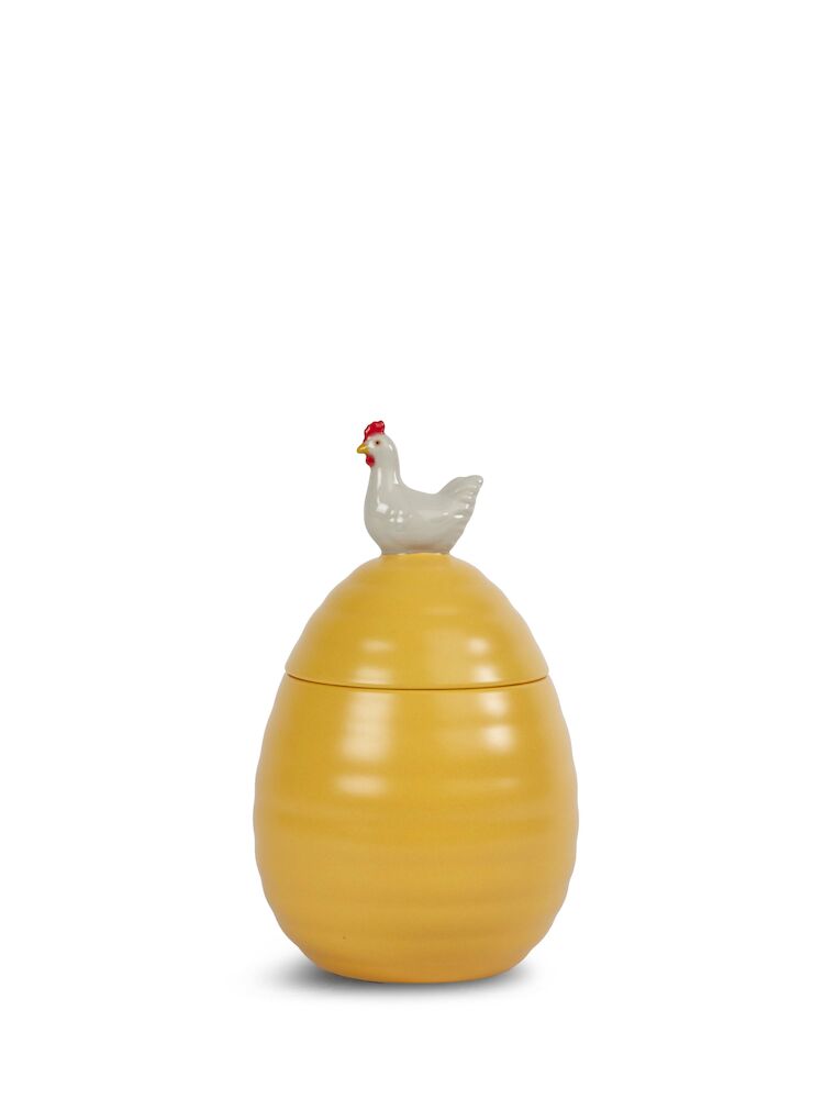 ELLEN JAR WITH LID HEN, YELLOW