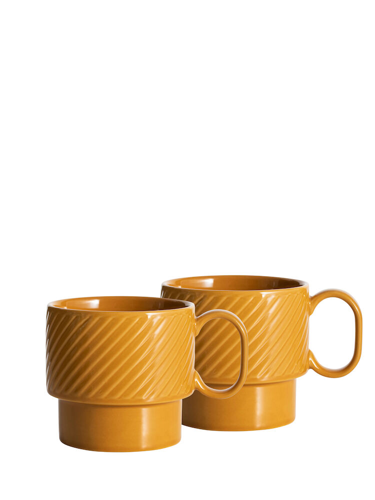 COFFEE & MORE TEA MUG 2-PCS, YELLOW