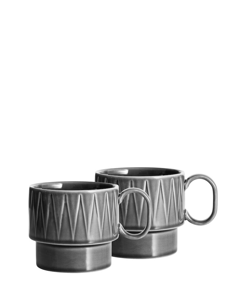 COFFEE & MORE TEA MUG, 2-PCS, GREY