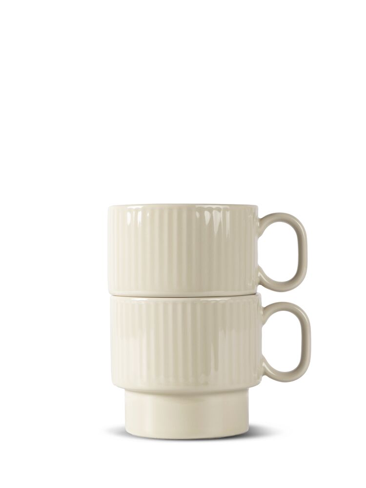 COFFEE &amp; MORE TEA MUG, 2-PCS, BEIGE