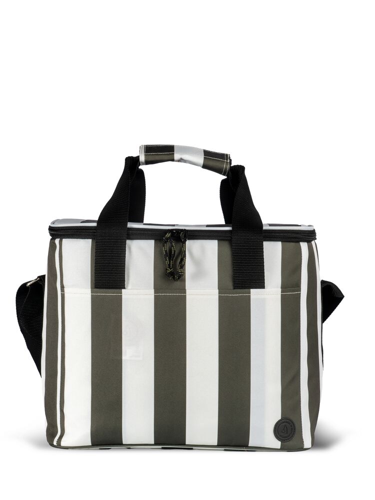 CITY STRIPE COOLER BAG BIG RPET, GREEN/WHITE