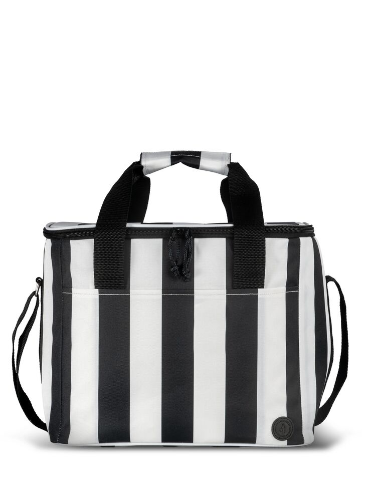 CITY STRIPE COOLER BAG LARGE RPET, BLACK/WHITE