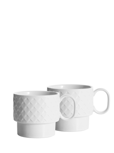 [5018503] COFFEE & MORE TEA MUG, 2-PCS, WHITE