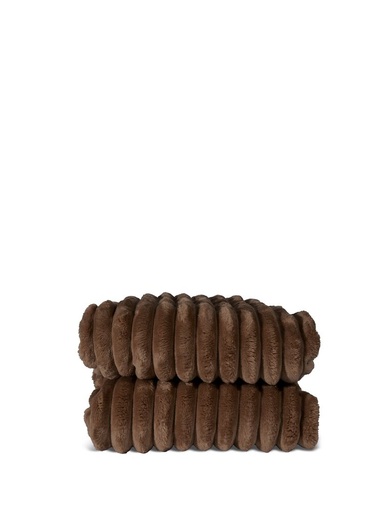 [5018631] ESTHER REC. FLEECE PLAID, DARK BROWN
