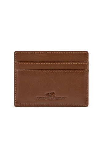 [158958] LEATHER LINE CARD HOLDER IN BOX COGNAC